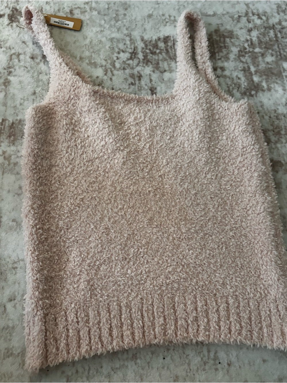 SKIMS Cozy Knit Bouclé Tank Top Soft Pink Sleeveless Sweater Camisole L/XL NWT